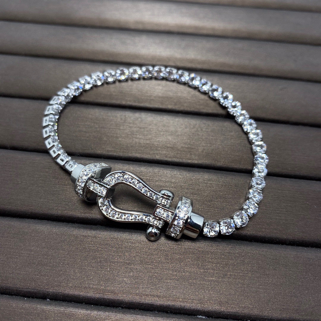 [Basjewels]FORCE  LARGE HORSESHOE FULL DIAMOND TENNIS BRACELET