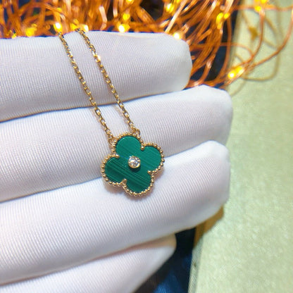 [Basjewels]CLOVER 15MM DIAMOND TURQUOISE NECKLACE