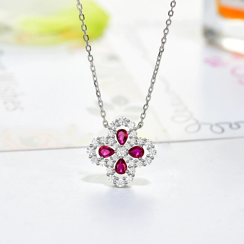 [Basjewels]LOOP NECKLACE FULL MOTIF DIAMOND 16MM MULTIPLE COLORS