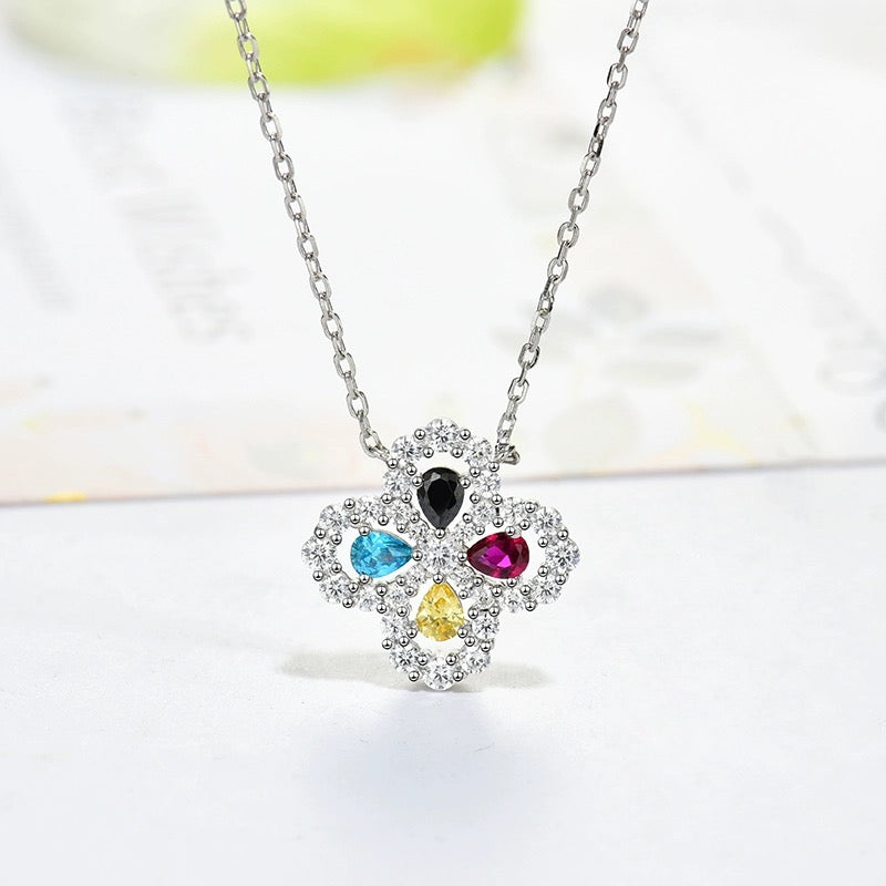 [Basjewels]LOOP NECKLACE FULL MOTIF DIAMOND 16MM MULTIPLE COLORS