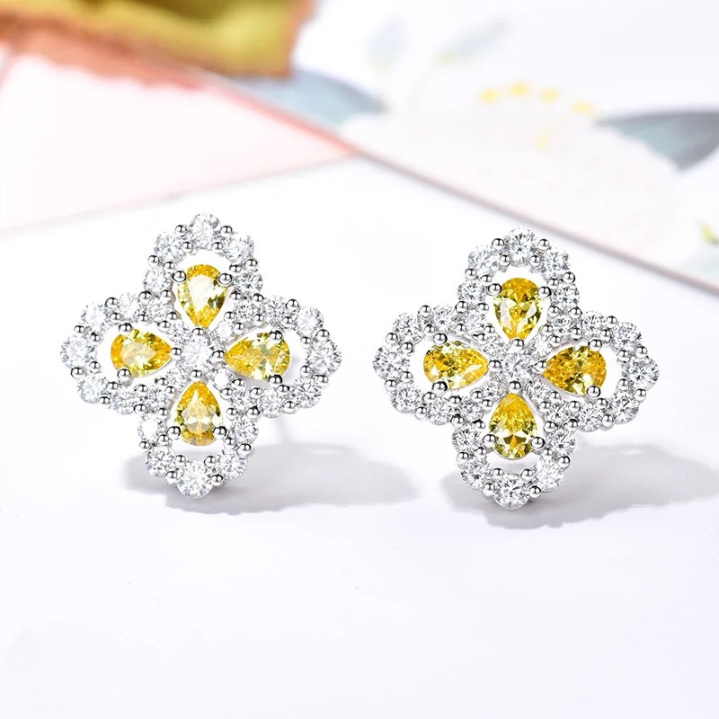 [Basjewels]LOOP EARRINGS FULL MOTIF DIAMOND 16MM SILVE