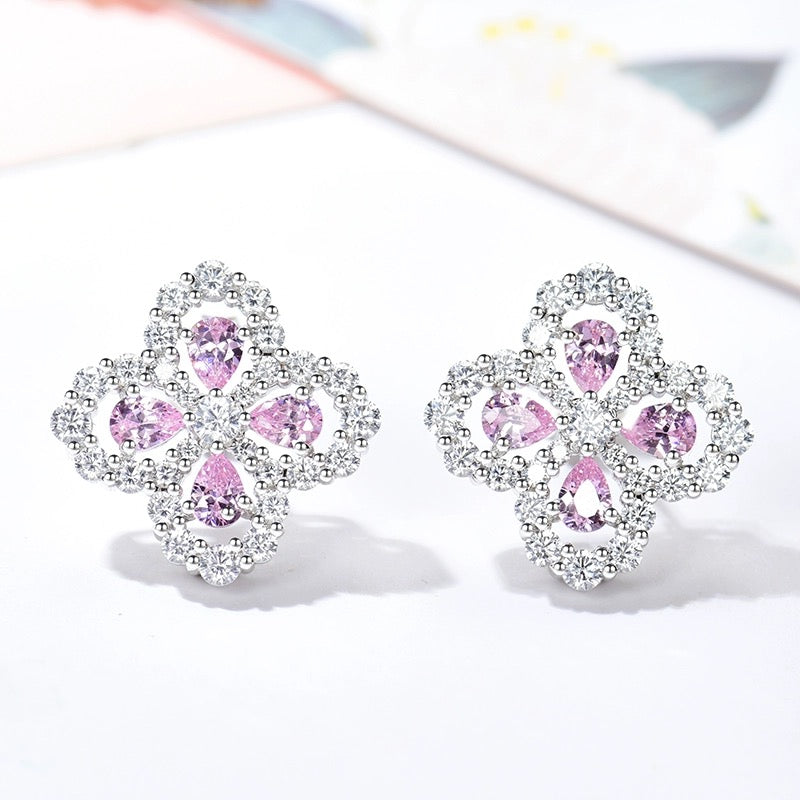 [Basjewels]LOOP EARRINGS FULL MOTIF DIAMOND 16MM SILVE