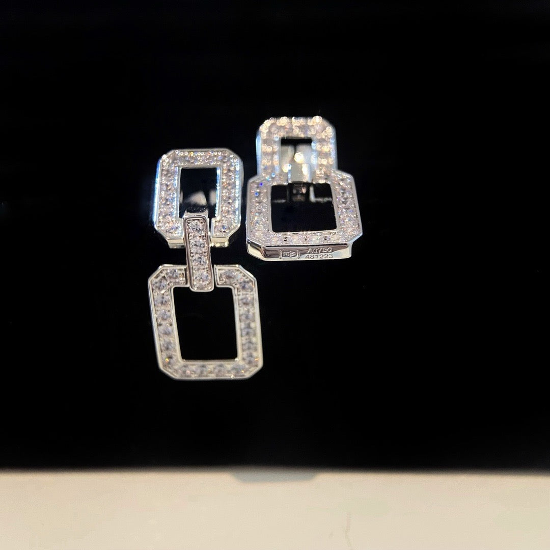 [Basjewels]LINKS MEDIUM EARRINGS DIAMOND