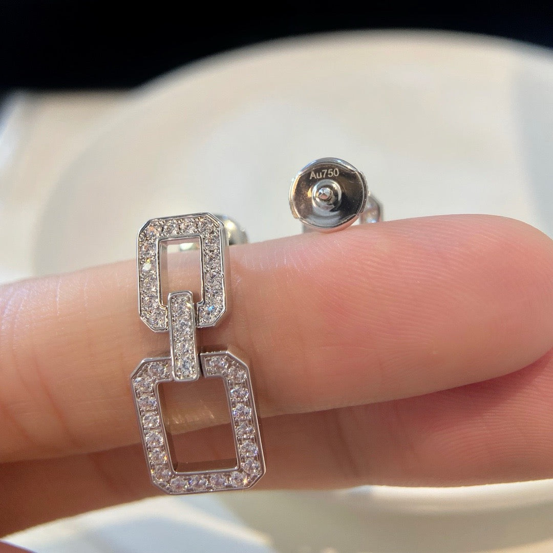 [baslovejewels]LINKS MEDIUM EARRINGS DIAMOND