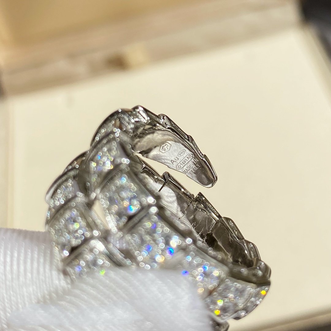 [Basjewels]SERPENTI DOUBLE RING SILVER DIAMOND PAVED