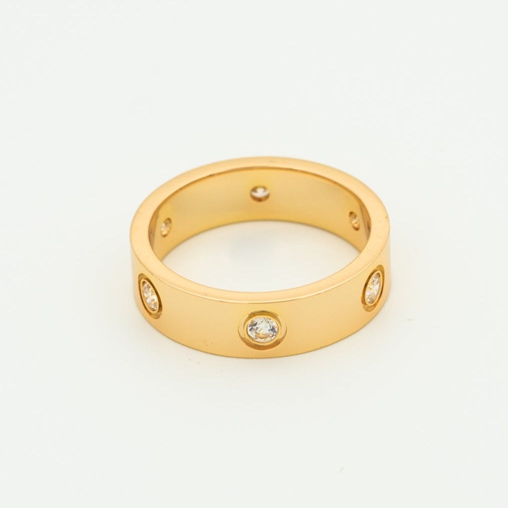 [Basjewels]LOVE RING 5.5MM 6 DIAMONDS PINK GOLD