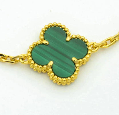 [Basjewels]CLOVER 5 MOTIF MALACHITE DIAMOND BRACELET