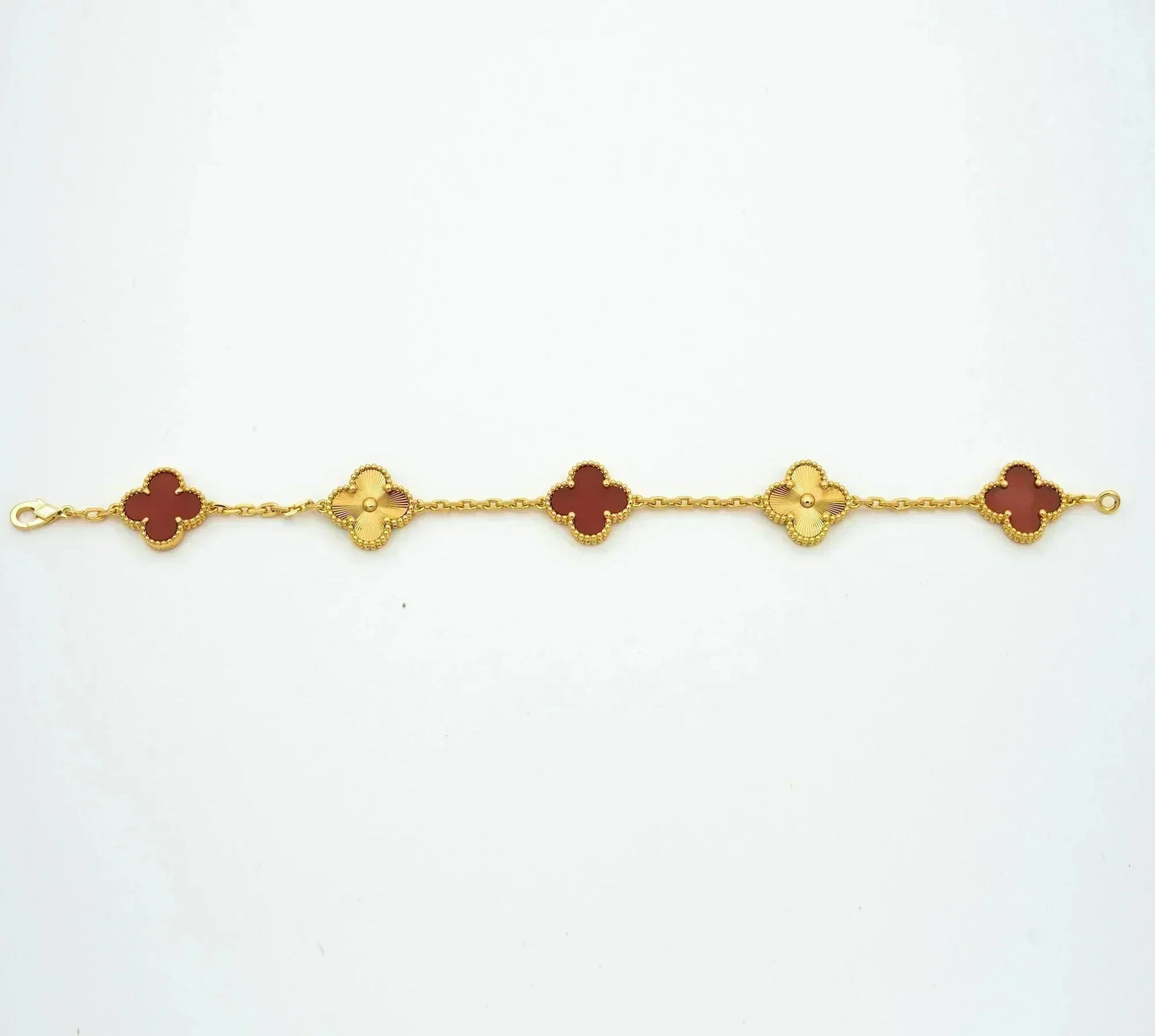 [Basjewels]CLOVER  5 MOTIFS CARNELIAN GOLD BRACELET