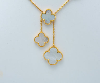 [Basjewels]CLOVER MOTHER OF PEARL NECKLACE 6 MOTIF