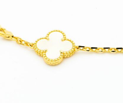 [Basjewels]CLOVER BRACELET 5 MOTIFS ONYX MOP