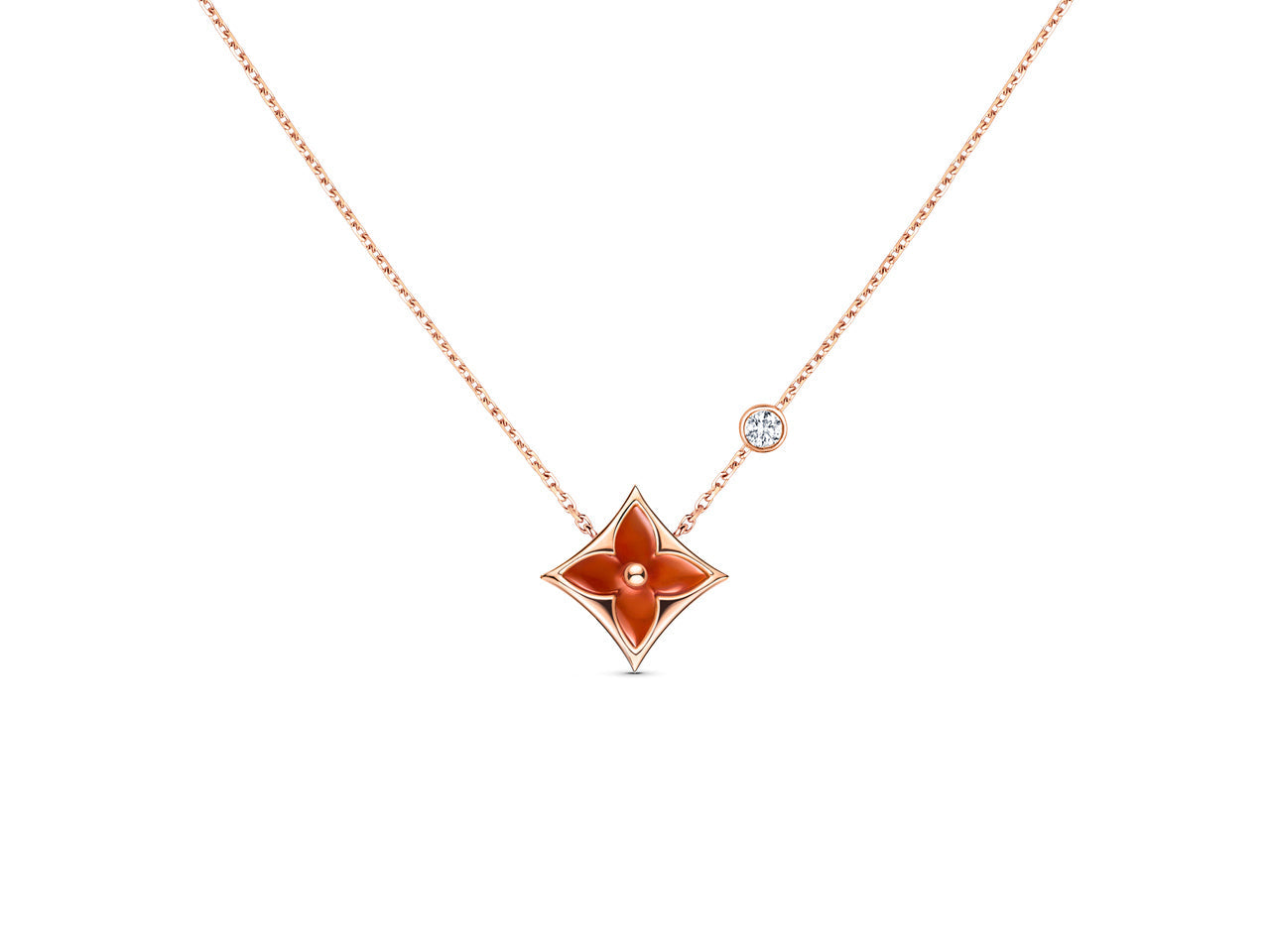 [Basjewels]STAR NECKLACE PINK GOLD 1 DIAMOND