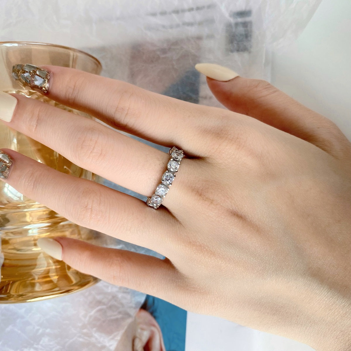 [baslovejewels]Eternity Round Cut Tennis Ring
