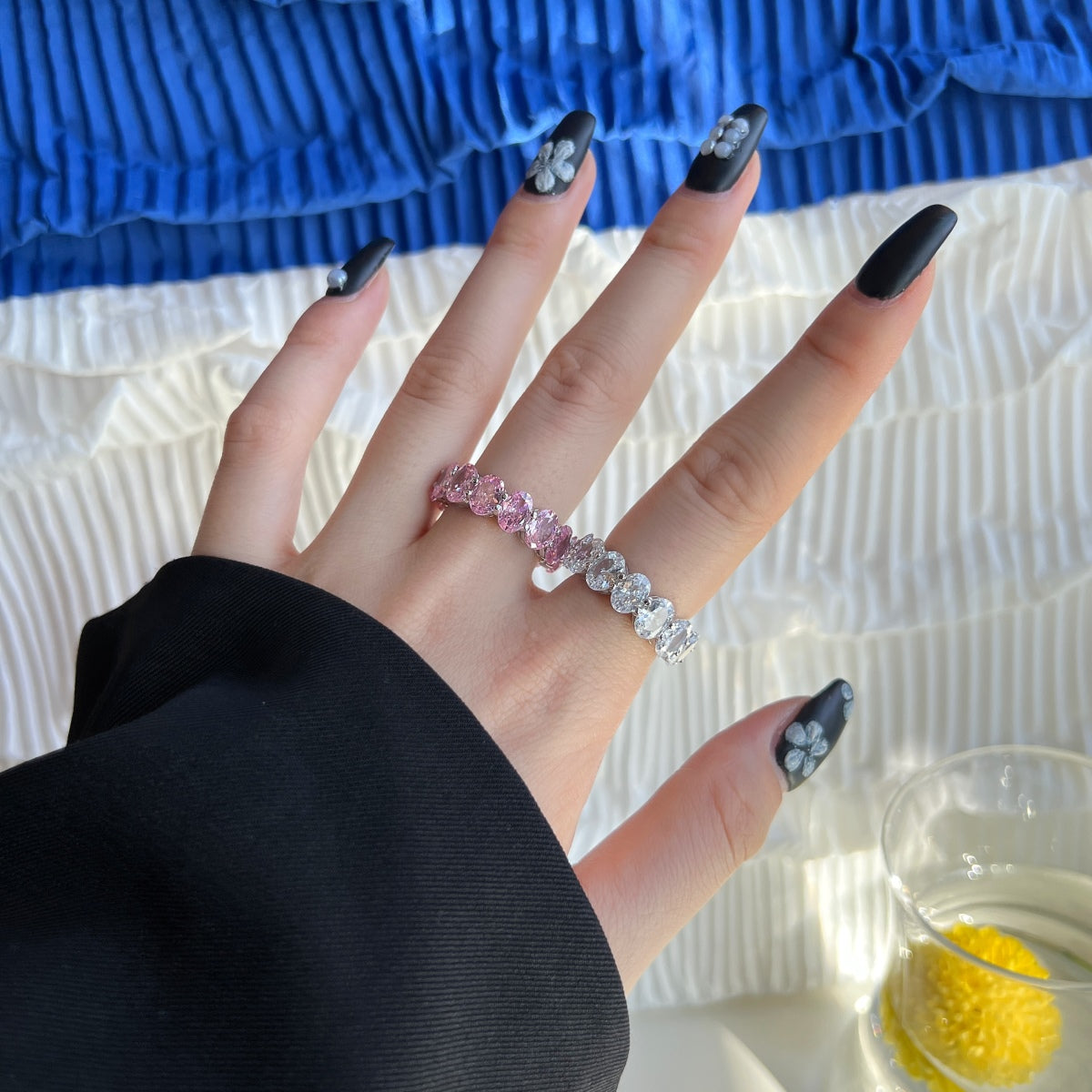 [baslovejewels]Dainty Elongated Cushion Cut Tennis Ring