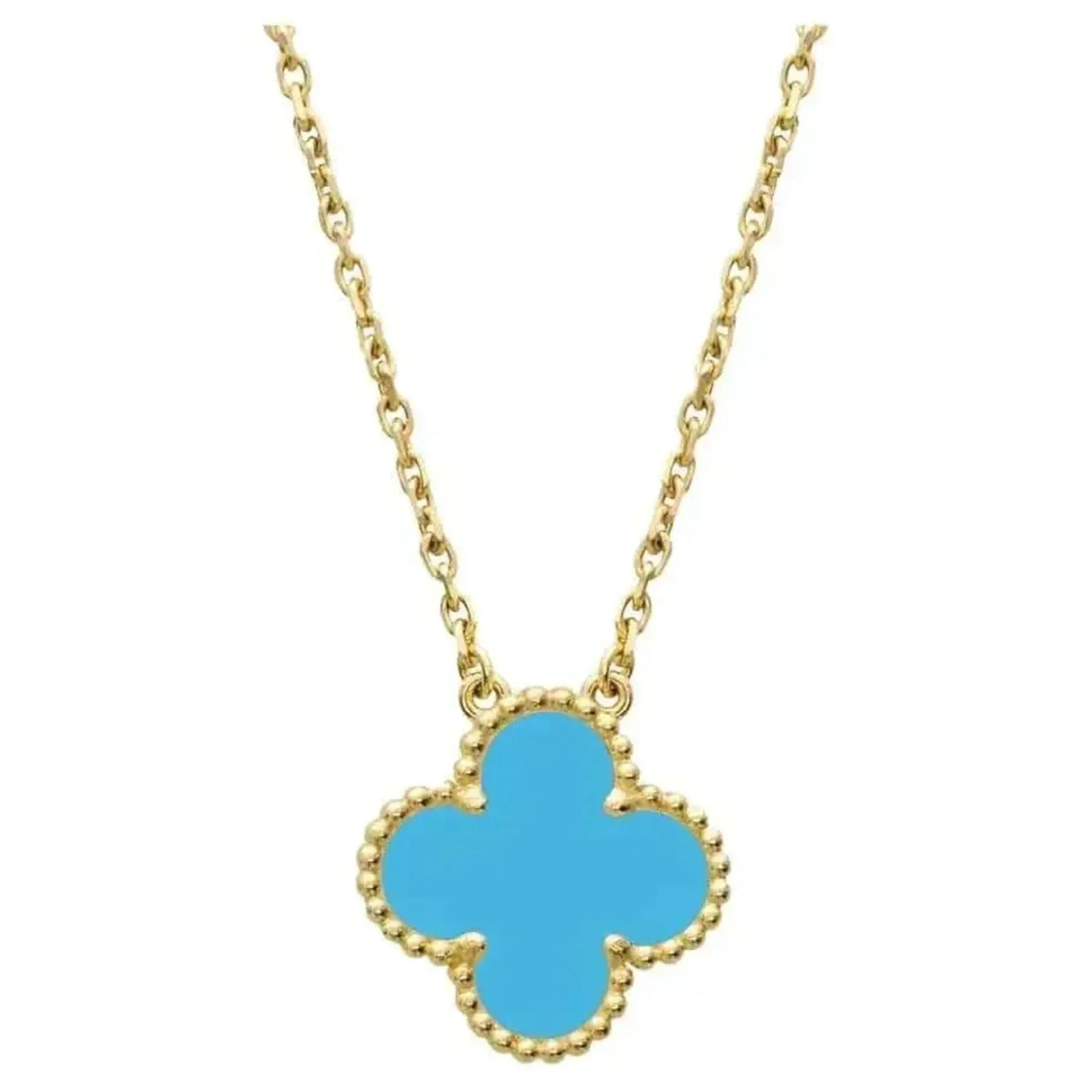 [Basjewels]CLOVER 15MM VINTAGE TURQUOISE NECKLACE