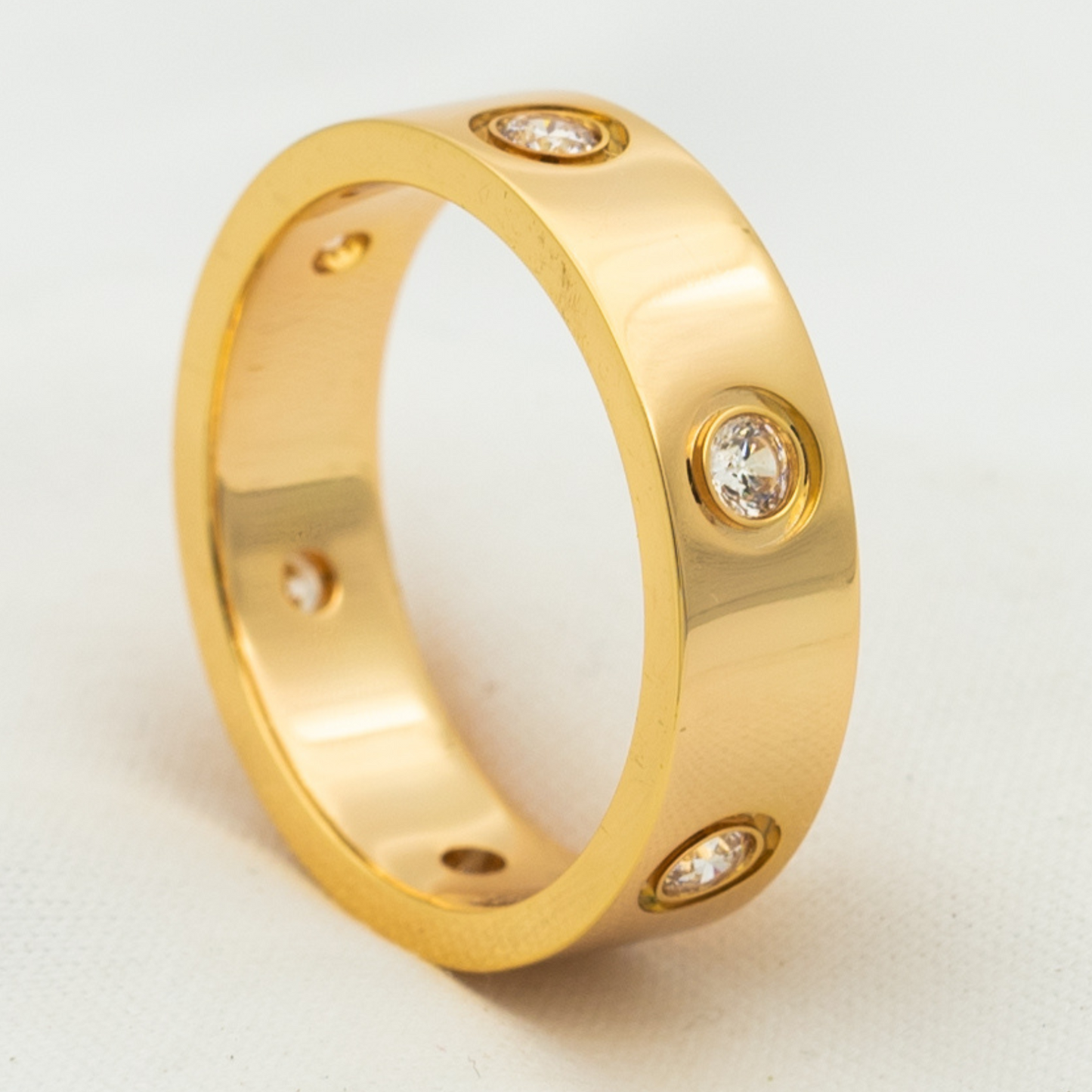 [Basjewels]LOVE RING 5.5MM 6 DIAMONDS PINK GOLD