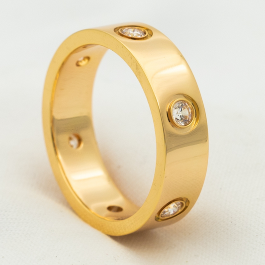 [Basjewels]LOVE RING 5.5MM 6 DIAMONDS PINK GOLD