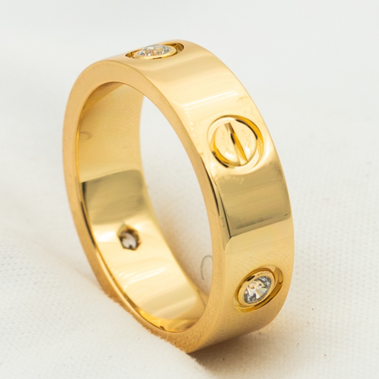[baslovejewels]LOVE RING 5.5MM 3 DIAMONDS PINK GOLD