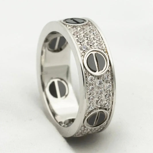 [Basjewels]LOVE RING 5.5MM DIAMONDS PAVED CERAMIC