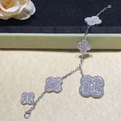 [Basjewels]CLOVER 6 MOTIFS SILVER DIAMOND BRACELET