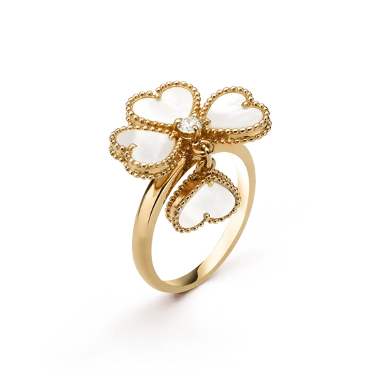 [baslovejewels]SWEET CLOVER WHITE MOP RING