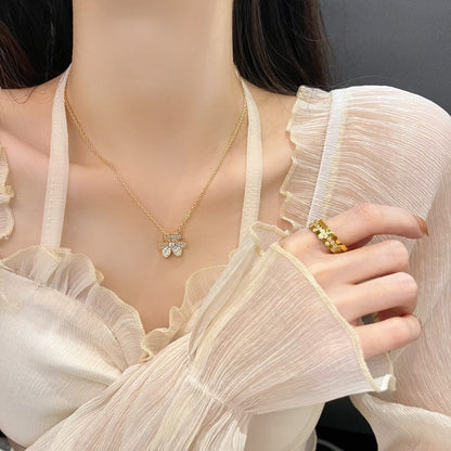 [Basjewels]FLOWER DIAMOND NECKLACE