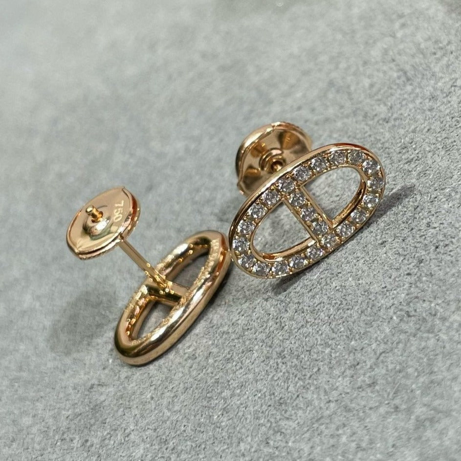 [Basjewels]HM FULL DIAMOND PIG NOSE STUD EARRINGS