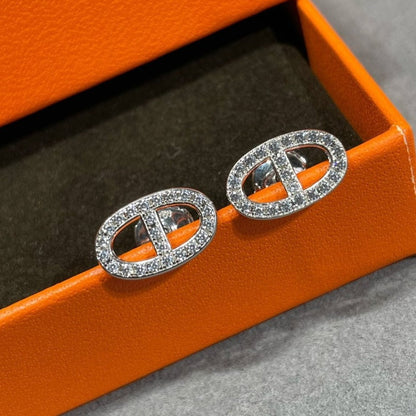 [baslovejewels]HM FULL DIAMOND PIG NOSE STUD EARRINGS
