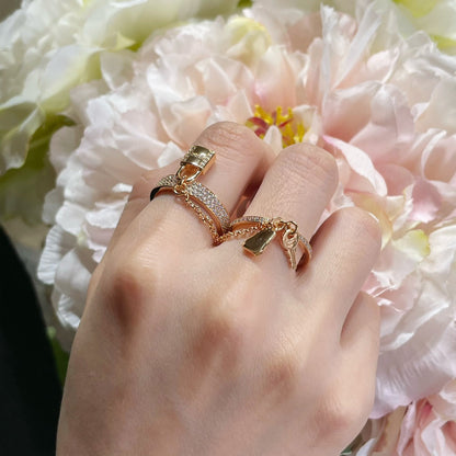 [Basjewels]HM KELLY CLOCHETTE DOUBLE RING IN ROSE GOLD WITH DIAMONDS