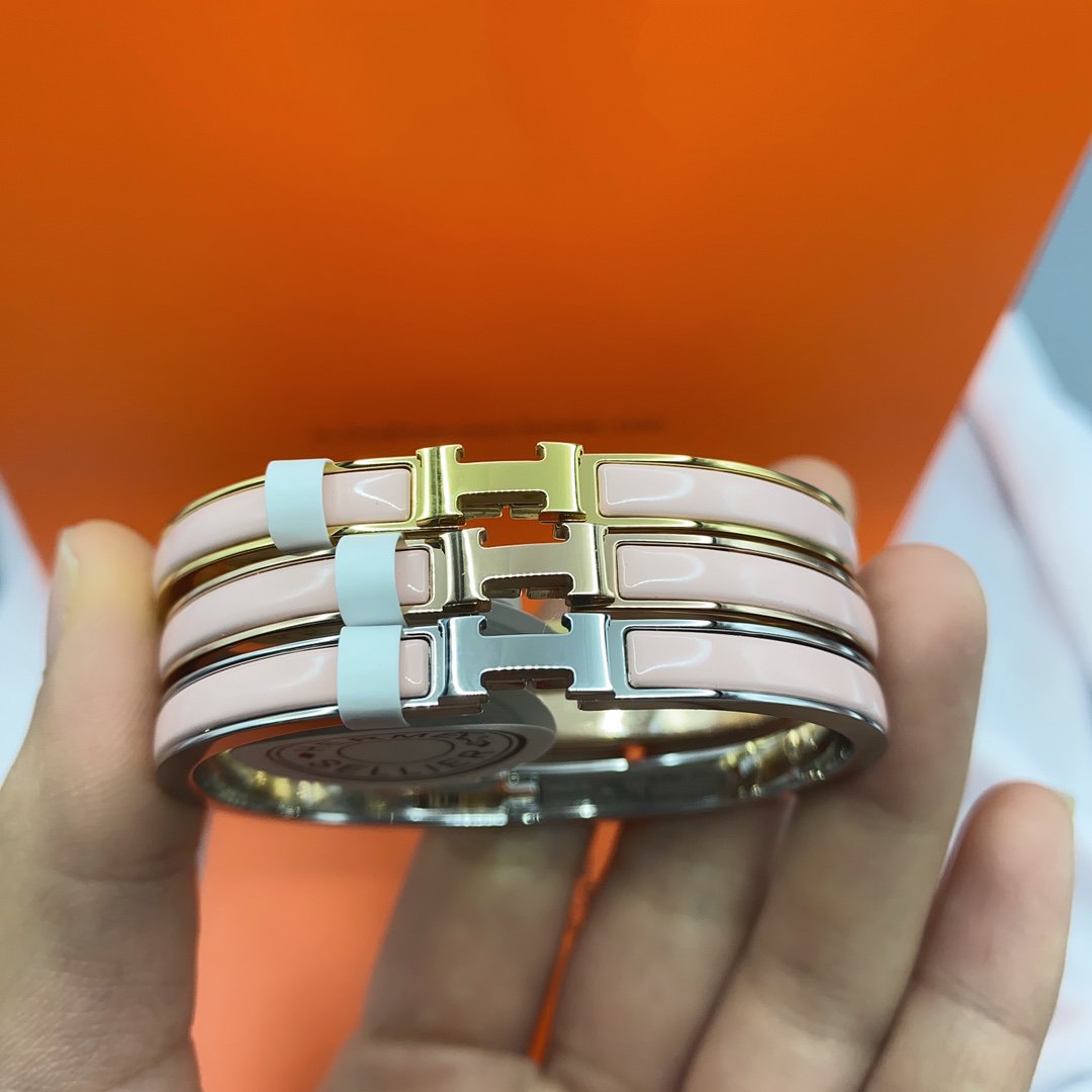 [baslovejewels]CLASSIC HM CLIC  PINK 8MM ENAMEL BRACELET
