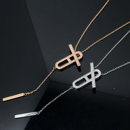 [Basjewels]HM NECKLACE PLATINUM ROSE GOLD DIAMOND