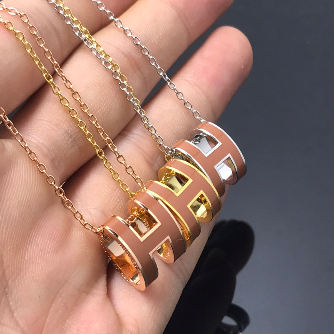 [baslovejewels]H NECKLACE BROWN