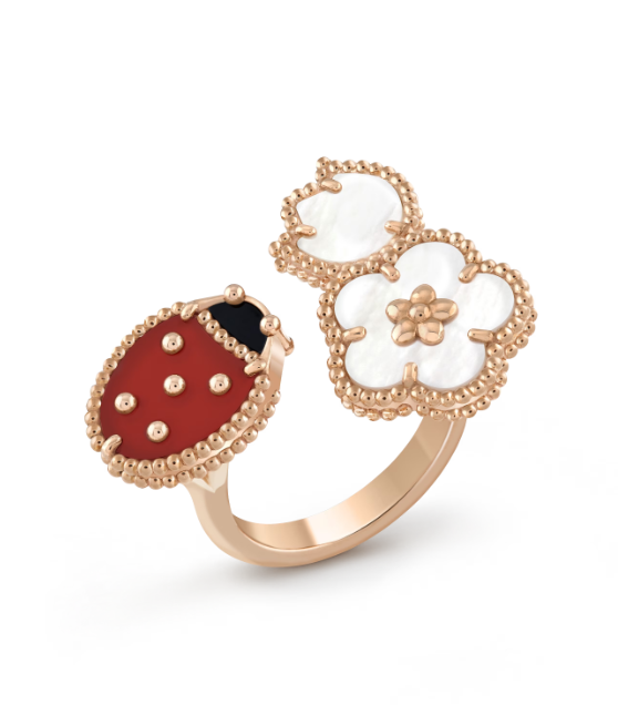 [Basjewels]LUCKY 3 MOTIF ROSE GOLD RING