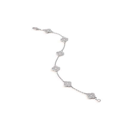 [Basjewels]CLOVER 6 MOTIF SILVER DIAMOND BRACELET