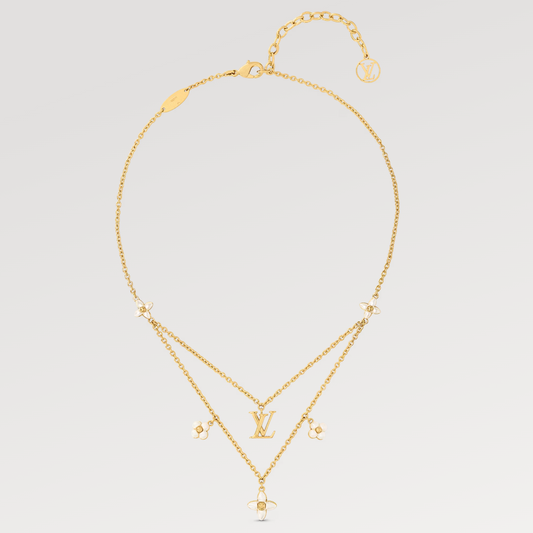 [Basjewels]FLOWERGRAM GOLD MOP DOUBLE ROW NECKLACE