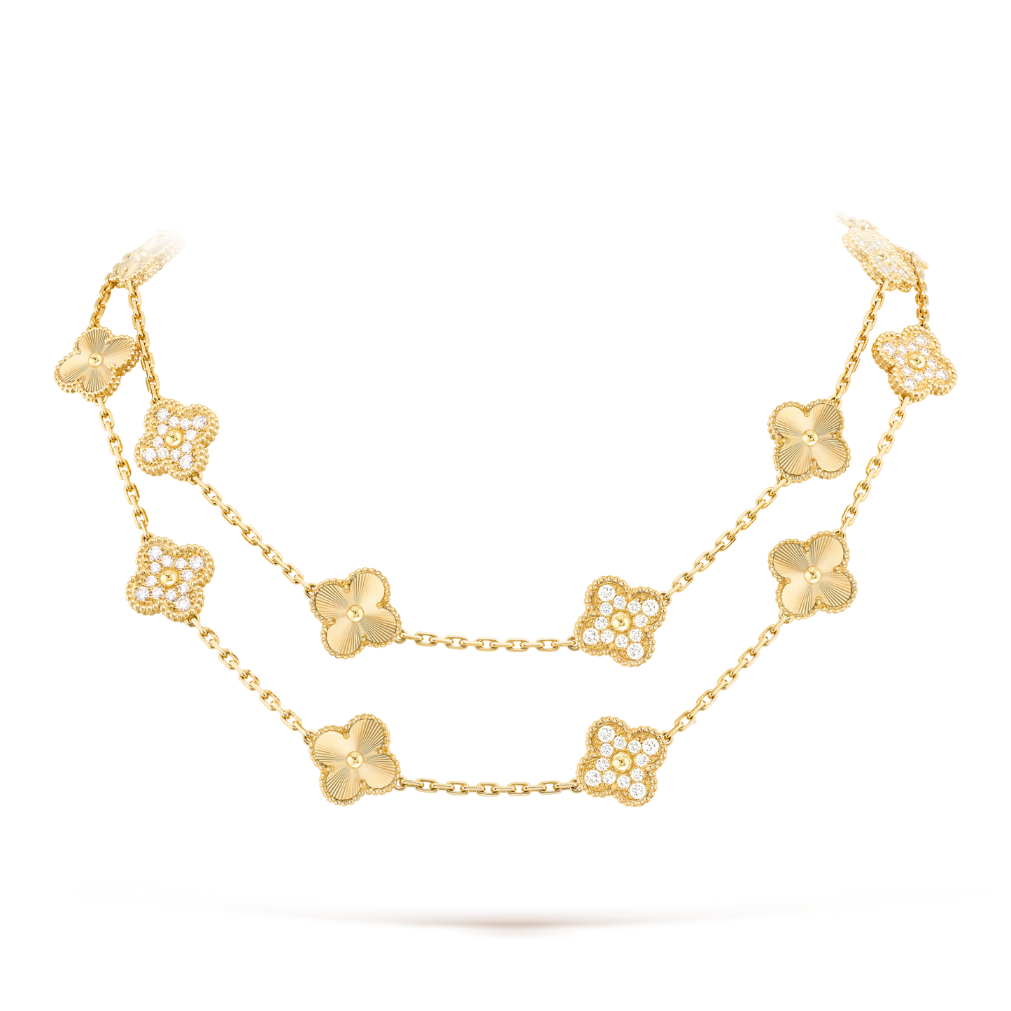 [baslovejewels]CLOVER 20 MOTIFS LASER DIAMOND NECKLACE