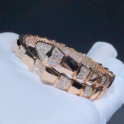 [Basjewels]SERPENTI WIDE BRACELET PINK GOLD DIAMOND