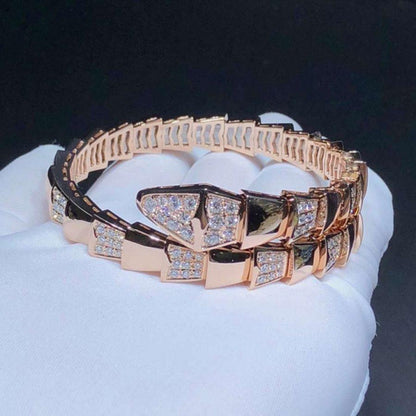 [Basjewels]SERPENTI WIDE BRACELET PINK GOLD DIAMOND