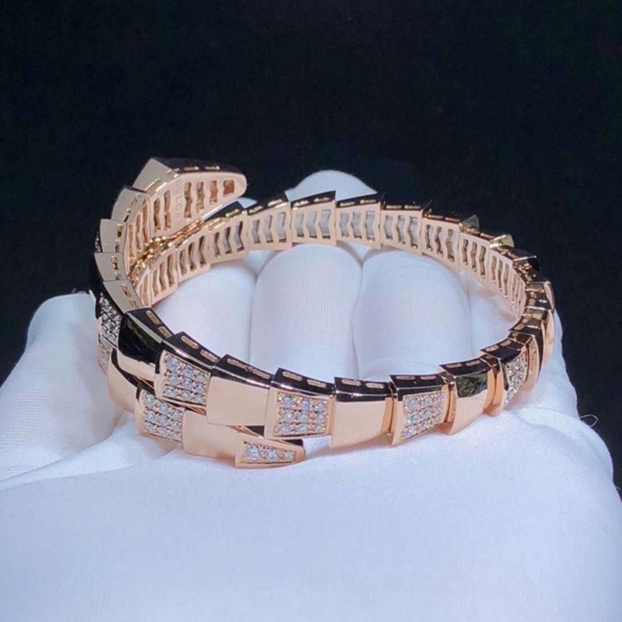 [Basjewels]SERPENTI WIDE BRACELET PINK GOLD DIAMOND