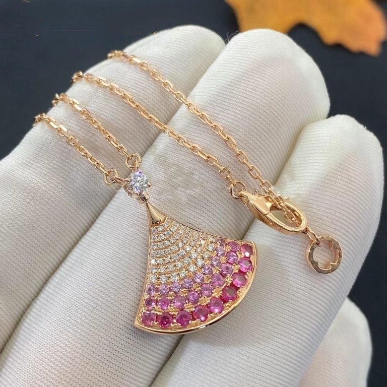 [Basjewels]DREAM NECKLACE PINK GOLD PINK DIAMOND