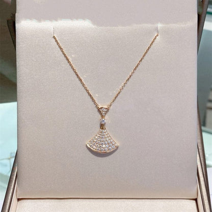 [Basjewels]DREAM NECKLACE PINK GOLD FULL DIAMOND