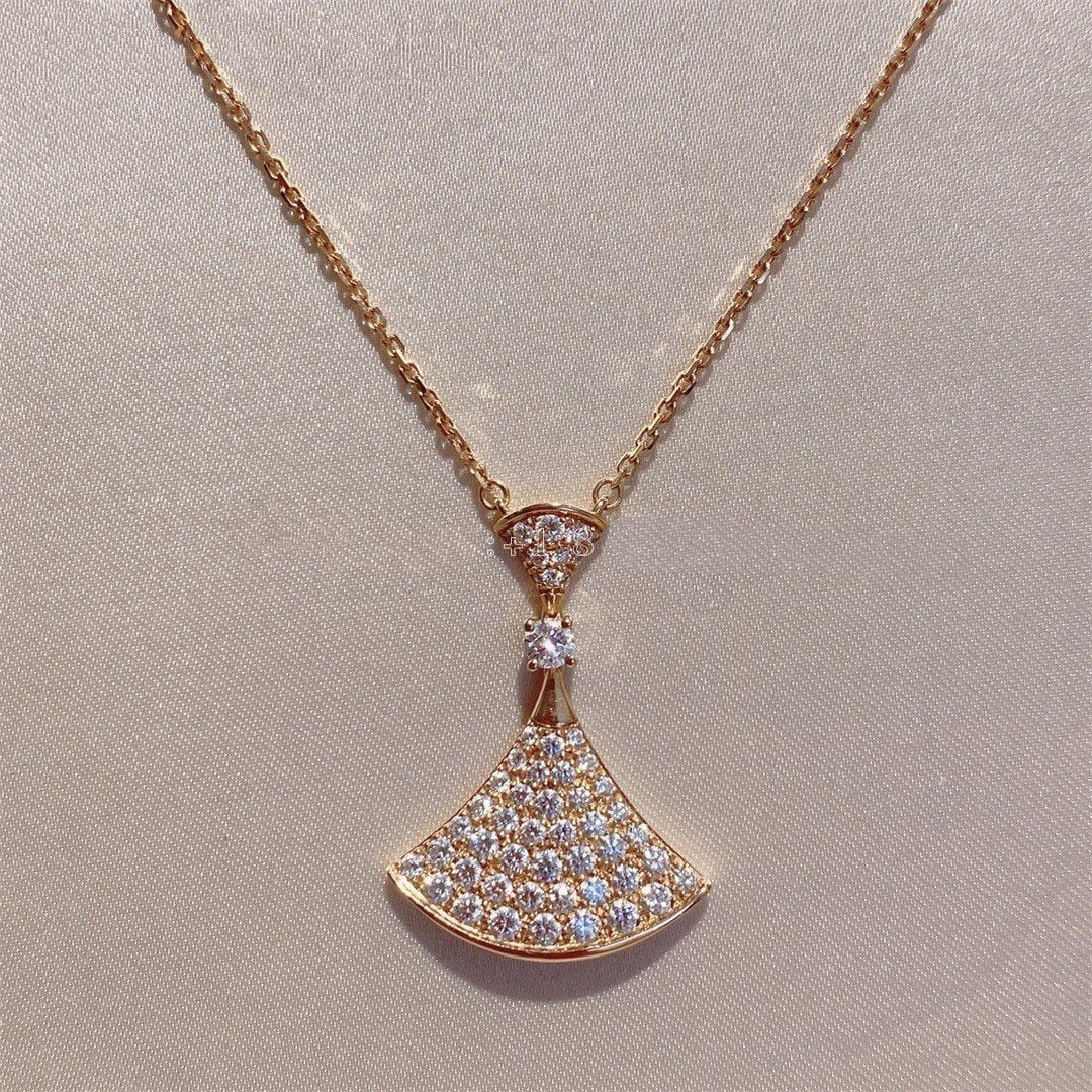 [Basjewels]DREAM NECKLACE PINK GOLD FULL DIAMOND