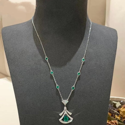 [Basjewels]DREAM NECKLACE MALACHITE DIAMOND SILVER