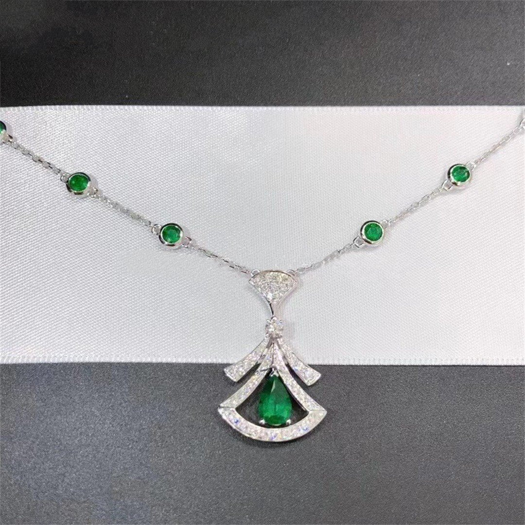 [Basjewels]DREAM NECKLACE MALACHITE DIAMOND SILVER