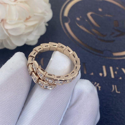 [Basjewels]SERPENTI RING PINK GOLD DIAMOND PAVED 4MM