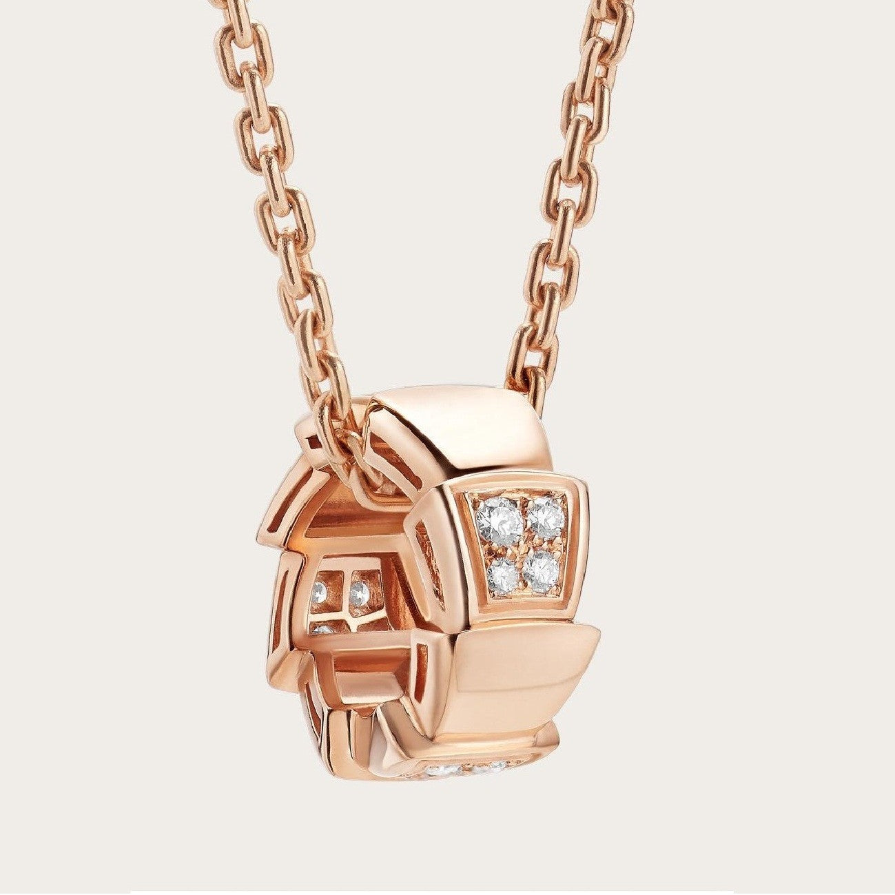 [Basjewels]SERPENTI PEDANT DIAMOND PINK GOLD NECKLACE