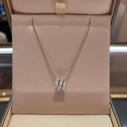 [Basjewels]SERPENTI SILVER NECKLACE DOUBLE RING DIAMOND