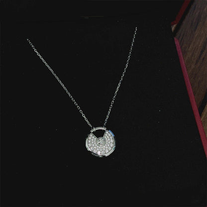 [Basjewels]AMULETTE SILVER FULL DIAMOND NECKLACE