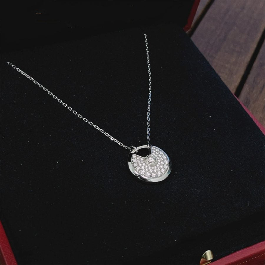 [Basjewels]AMULETTE SILVER FULL DIAMOND NECKLACE