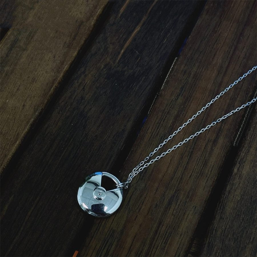 [Basjewels]AMULETTE SILVER FULL DIAMOND NECKLACE