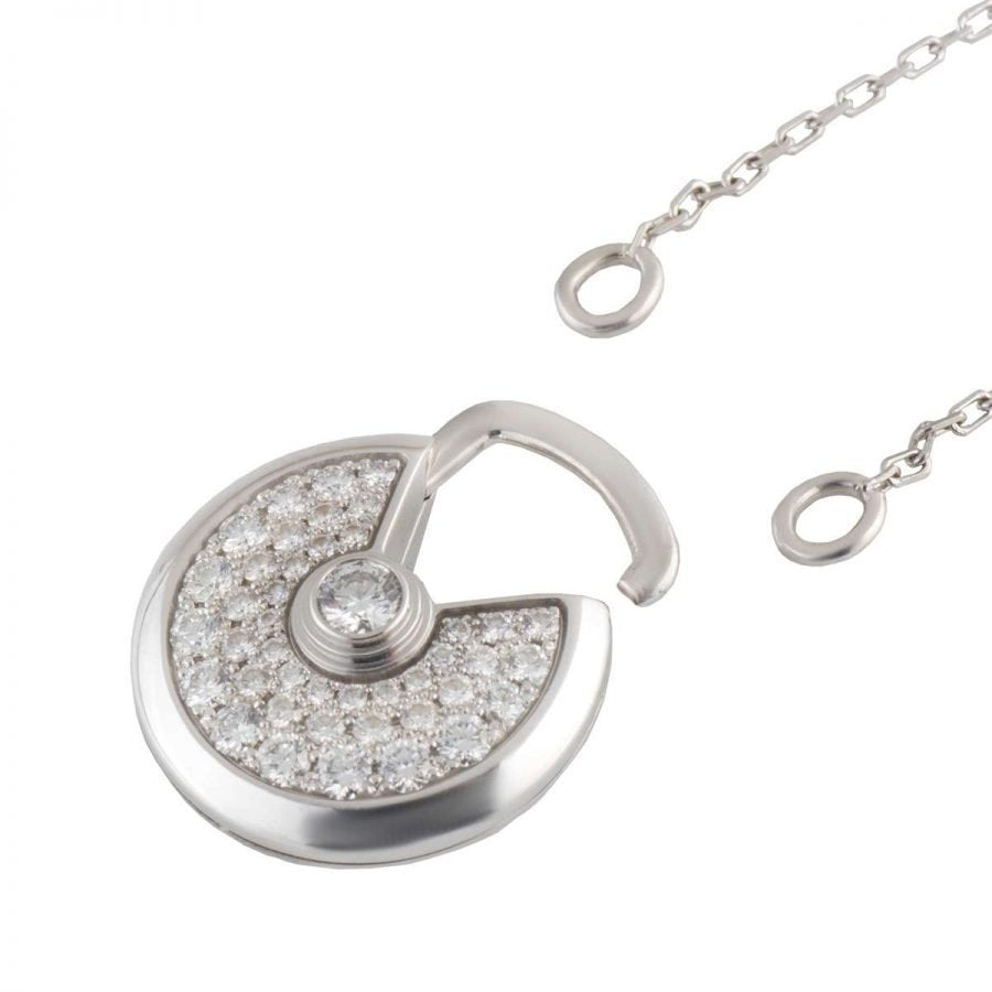 [Basjewels]AMULETTE SILVER FULL DIAMOND NECKLACE